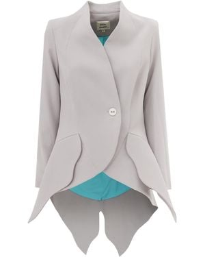 Julia Allert Elegant Blazer With Curved Hem - Natural