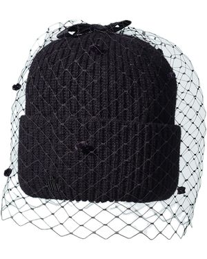 Misa Harada Millinery Mina Veiled Beanie - Black