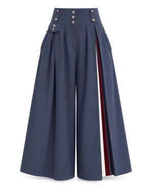 Julia Allert High-Waisted Pleated Wide-Leg Culottes - Blue