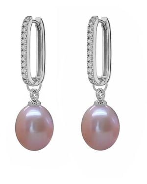 Ninemoo Gleaming Zircon Pearls Earrings - Pink