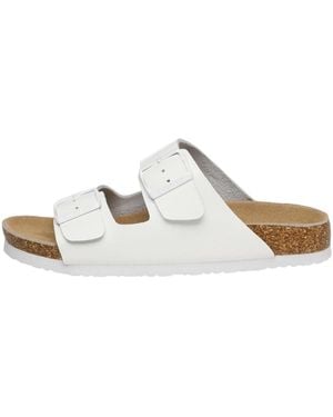 EverAu Australia Mallard Leather Twin Buckle Sandals - White
