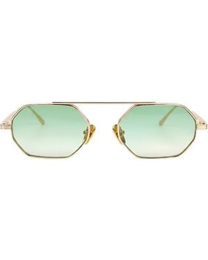 Cossimo Magari Metal Hexagon Lime Sunglasses - Green