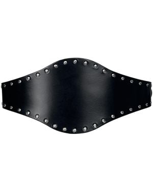 Haute Cuir Studded Cleope Wide Leather Belt - Black
