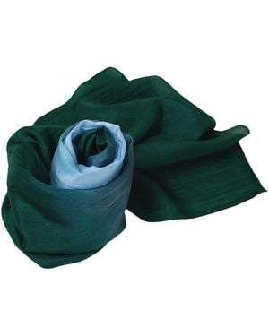 Silk and Bears Emerald Horizon Ombre Silk Shawl – Hand-Dyed Mulberry Silk Wrap - Green