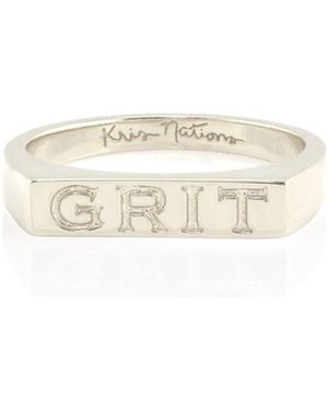 Kris Nations Grit Engraved Ring - White