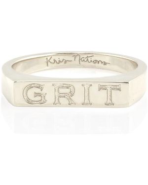 Kris Nations Grit Engraved Ring - White