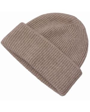 Cove Cashmere Ribbed Fawn Beanie - Grey