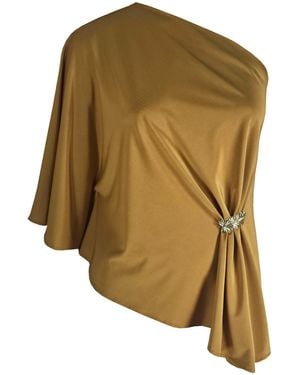 Me & Thee P's And Q's Ochre One Shoulder Top - Natural