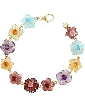 Artisan Carved Multi Gemstone Flower Bracelet - Yellow