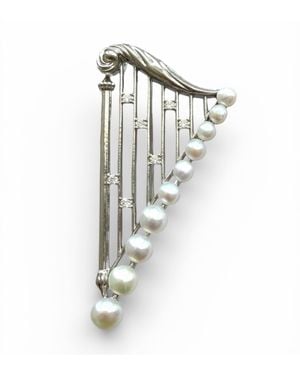 Ninemoo Harp Of Lumière Pearl Brooch - Metallic