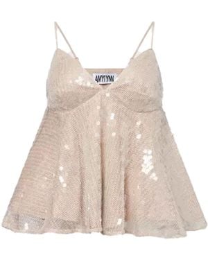 Amy Lynn Neutrals Donatella Sequin Peplum Top - Brown