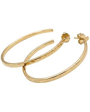 Melt'm Jewelry Hammered Filled Open Hoop Earrings, 2 Inch Statement Hoops - Metallic