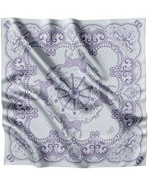 Lamberty Munich Horse Festivity Light Midi Silk Scarf - Blue