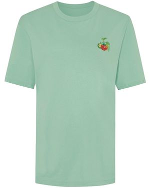 INGMARSON Tomato Embroidered Organic Cotton T-Shirt - Green