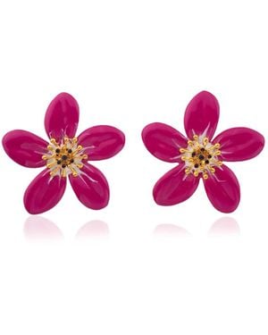 Milou Jewelry Raspberry Periwinkle Flower Earrings - Pink