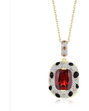 Artisan 14K Garnet & Diamond Pendant - White