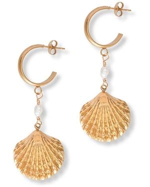 A Weathered Penny Neutrals Immi Pearl Hoops - Metallic