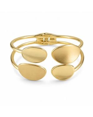 By Ozge Sculptural Oval Disc Plated Statement Cuff Bracelet – - Metallic