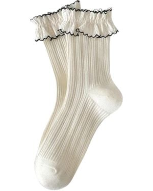 HIGH HEEL JUNGLE by KATHRYN EISMAN Sheer Frilly Socks - Natural