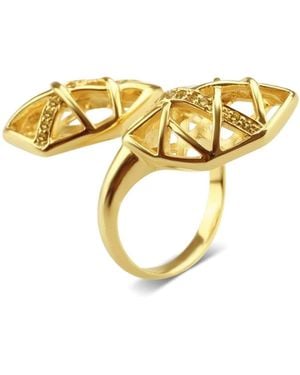 Bellus Domina Plated Citrine Openwork Ring - Metallic