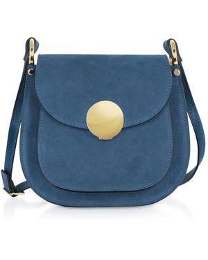 Le Parmentier Agave Suede & Smooth Leather Shoulder Bag - Blue