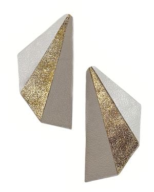 WAIWAI Neutrals Flutter Statement Leather Earrings - Metallic
