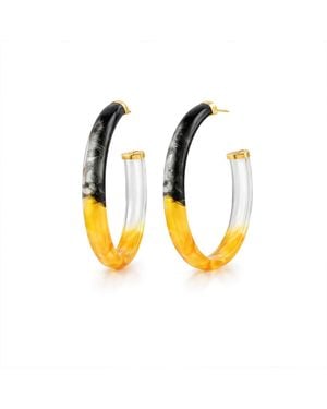 Gold & Honey Xl Oval Tie Dye Lucite Hoop Earrings - Multicolour