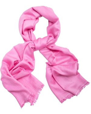 Saachi Eyelash Fringed Cashmere Fuchsia Scarf - Pink