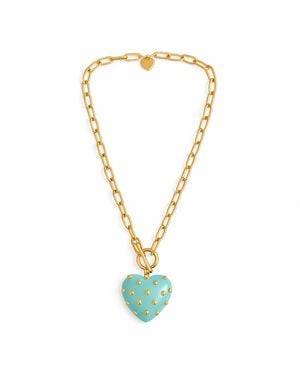 Michael Nash Jewelry Celestine Aqua Resin Heart Pendant - Metallic
