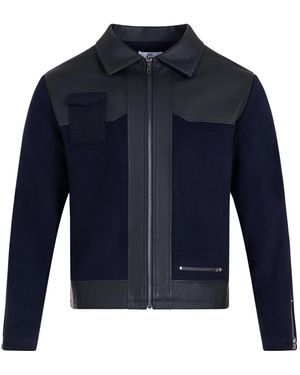 The Gt Atelier Outerwear Herringbone Pocket-Style Jacket - Blue