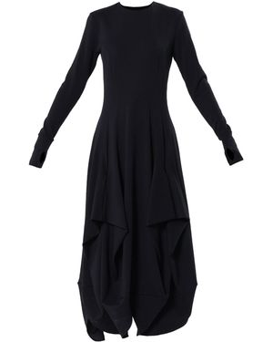 Metamorph Maxi Draped Dress With Thumbhole Sleeves - Black