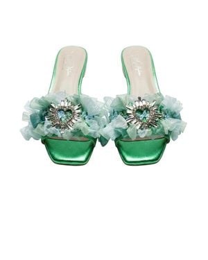Sibylla Delphica Anatomic Sole Raffia Metallic Handwoven Sandals Heart - Green