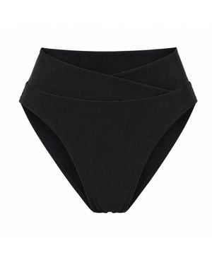 Plivati Bianca High Waist Bikini Bottom - Black