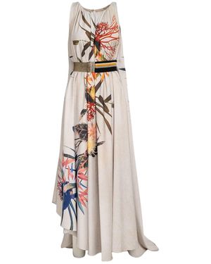 ARTISTA Polyester Floral Print Maxi Dress - White