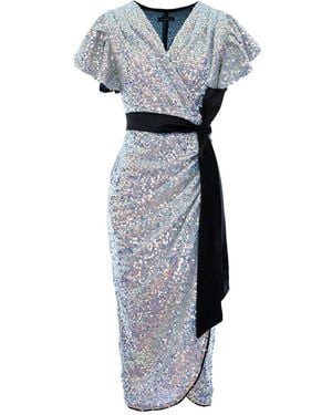 concept A trois Midi Wrap Sequins Dress- Baby - Gray