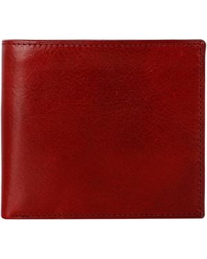 Time Resistance Leather Bifold Wallet - Red