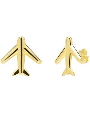 Spero London Airplane Sterling Stud Earring - Metallic