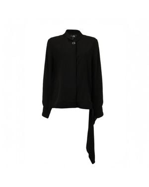 Madebyza Draped Collar Shirt With Extended Cuff Ties - Black