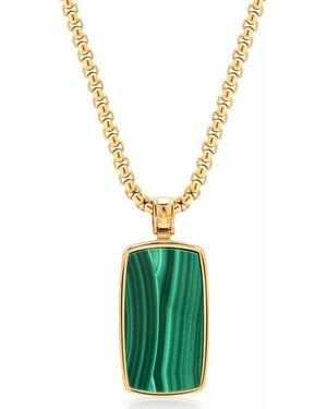 Nialaya Malachite Dog Tag Necklace - Metallic