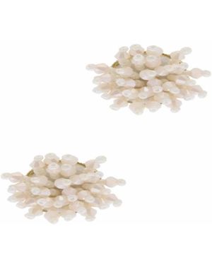 Saachi Glass Bead Cluster Stud Silk Earrings - White