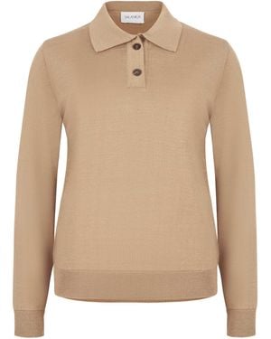 SALANIDA Neutrals Galante 100% Merino Polo Top - Natural