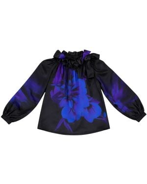 Lo Neel Pivoine Print Blouse - Blue
