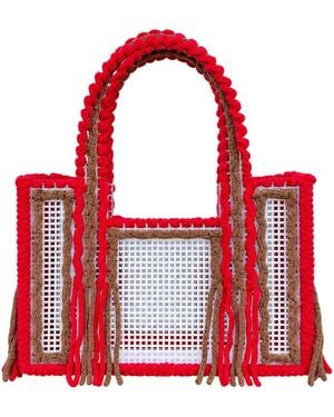 Growny Cherry Mocha Crochet Mesh Tote - Red