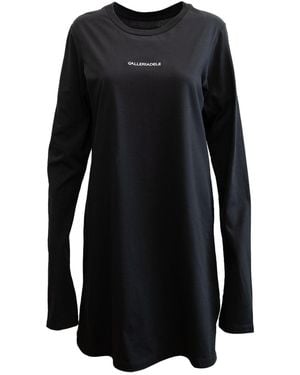 Galleriadele The Long-Sleeve Logo T-Shirt Dress - Black