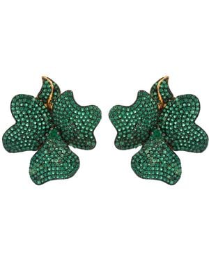 LÁTELITA London Flower Large Clip On Stud Earrings Emerald - Green