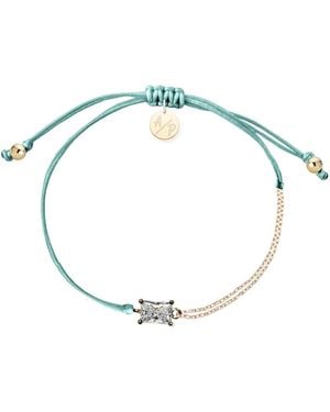 Adriana Pappas Designs Cz Emerald Cut Bracelet On Coloured Cord - Blue