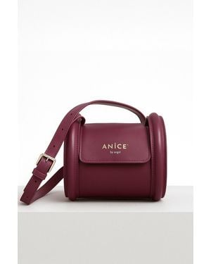 Anice’ by Angel Du Bois Leather Barrel Crossbody Bag - Red