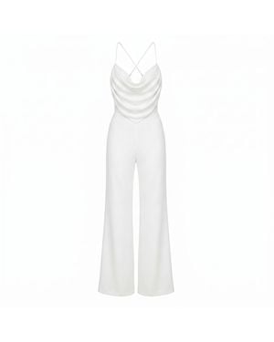 Nomi Fame Dawn Draped Cowl Neck Jumpsuit - White