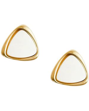 Maison De Gala Golden Enamel Triangle Stud Earrings - Metallic