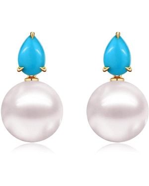 Kai Fine Jewelry Solid Natural & Pearl Venus Tears Convertible Earrings - Blue
